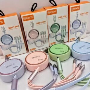 Cabo 3em1 em silicone/retrátil 
V8/C/ios